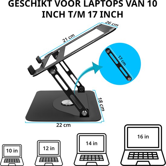 Villux Laptop Standaard Ergonomisch - Laptop Standaard Verstelbaar - Laptophouder - Laptopstandaard - Laptop Verhoger - Laptop Standaard Opvouwbaar - Inclusief Ebook - Inclusief Muismat