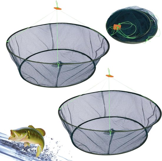 Opvouwbaar Visnet Handnet Werppnet Nylon Draagbaar Visnet - 2 Stuks ...