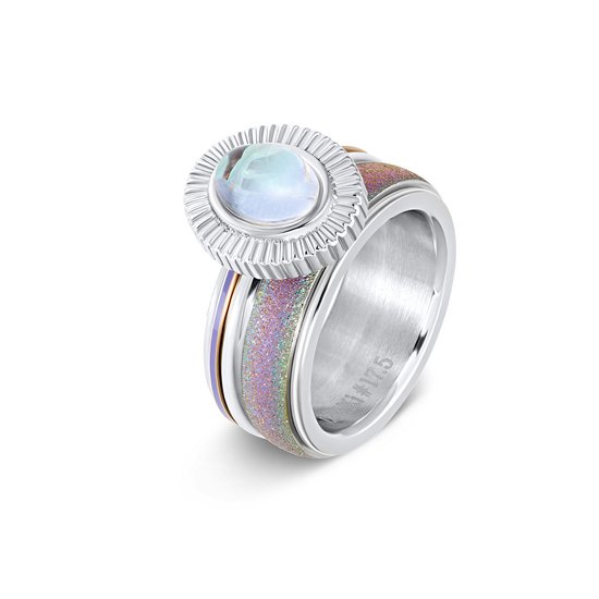iXXXi Jewelry Ring femme argentée à Glitter Rainbow -en-ciel bol