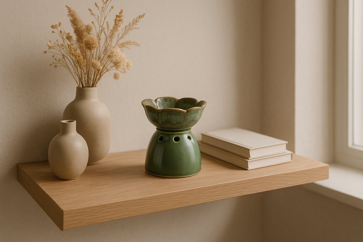 Goedkoopste Aromabrander – Aromaverdamper – Aroma diffuser – Aromabrander - Olieverdamper - Aromadamper theelicht – Handgemaakt – Bloem celadon groen