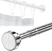 Tringle à rideau de douche sans perçage PolkaHome, barre de serrage télescopique pour salle de bain, cadres de porte, armoires et plus, réglable 85-140 cm - Wit