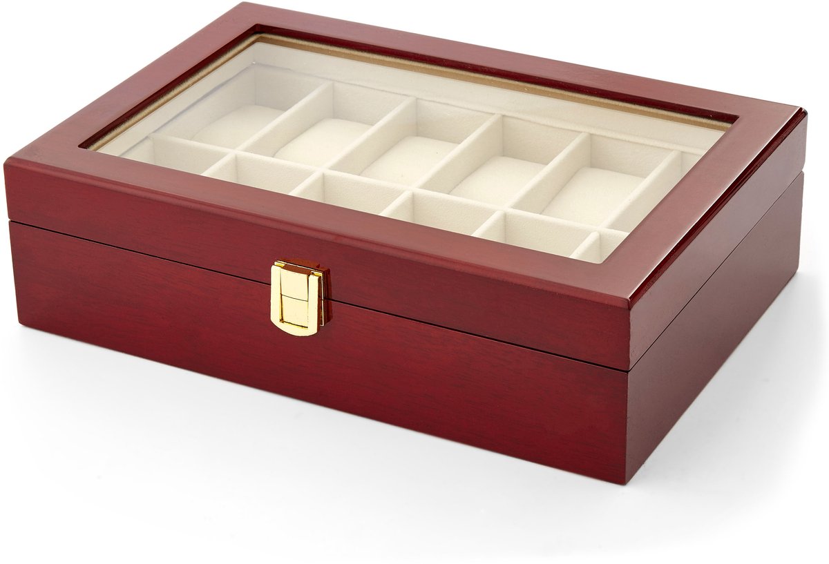 Rode Houten Kist - Voor 12 Horloges