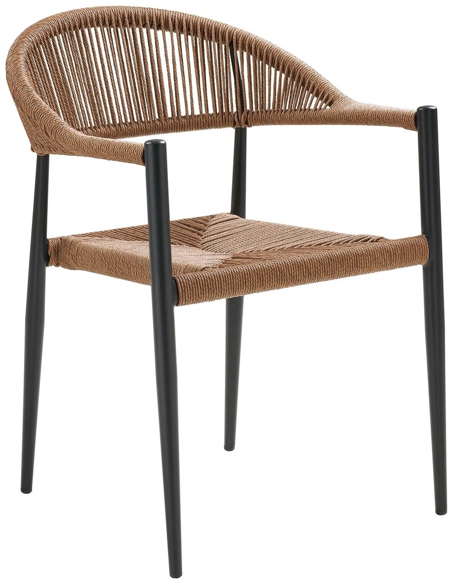 House Nordic Eetkamerstoel Canari - Rotan - Naturel/Zwart - Set van 2
