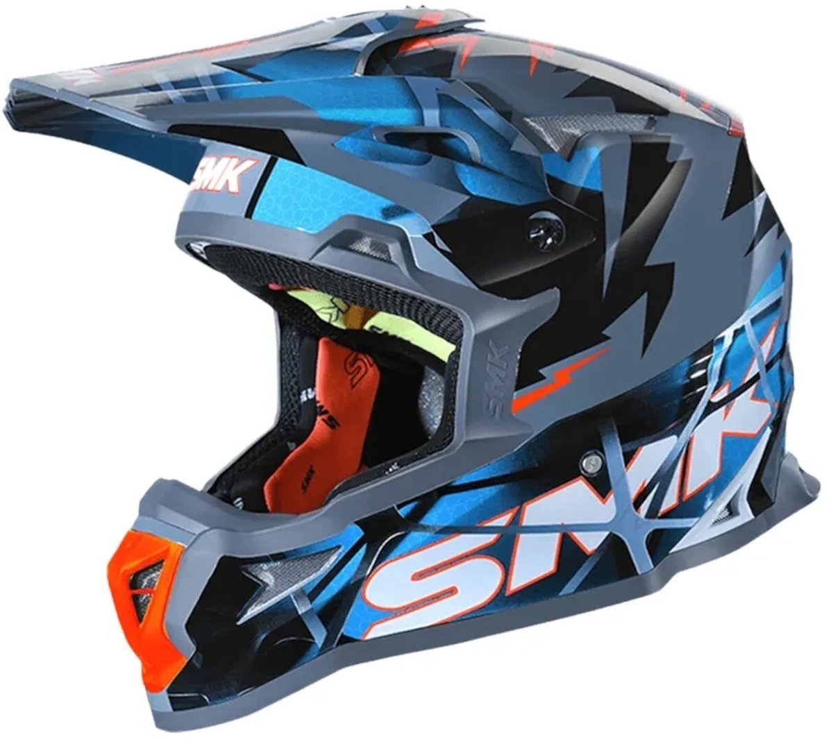 SMK Allterra Fulmine Blauw Grijs Crosshelm - Helm