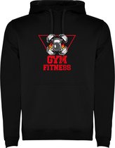 Zwarte unisex hoodie met “ Kleurrijke Gym Fitness – Bodybuilden – Dumbell - Sport – Zet Door – Niet opgeven “ Print Full Color merk Roly maat L