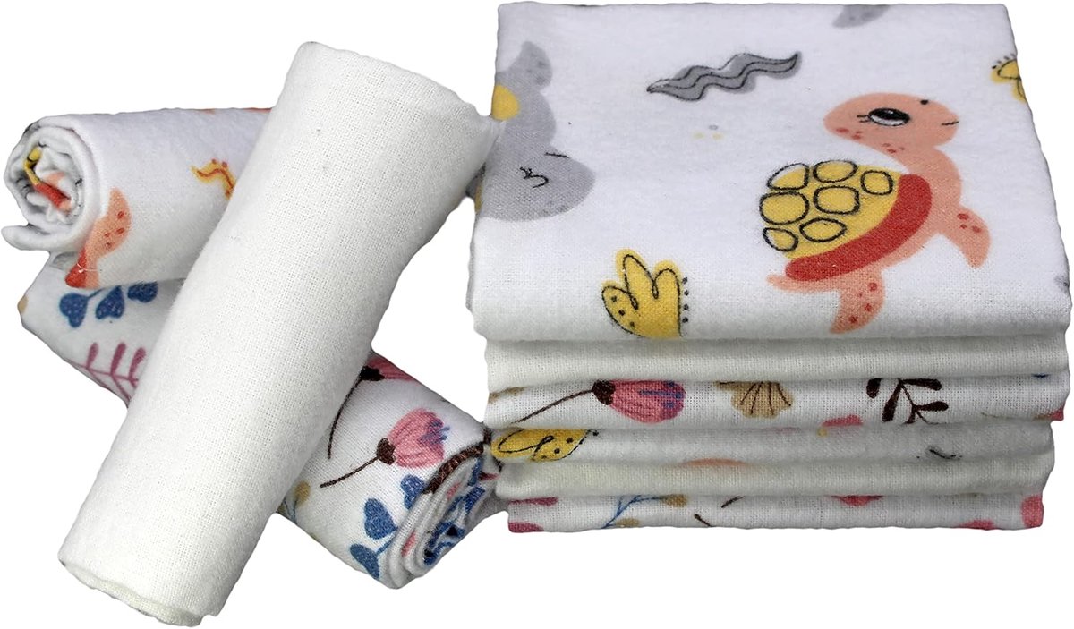 Image of Absorberende Flanellen Spuugdoeken Set van 9 – Babydoekjes in Sterrenmotief – Oeko-Tex Geplaatst – 38x38 cm
