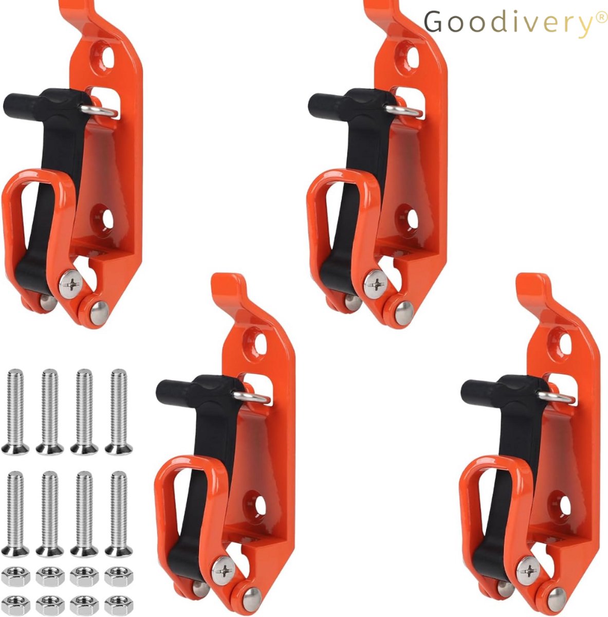 Goodivery ® Veelzijdige Dakdrager Accessoire voor Gereedschap Bevestiging en Opslag in Voertuigen - 4 x schephouders 17-40 mm / oranje