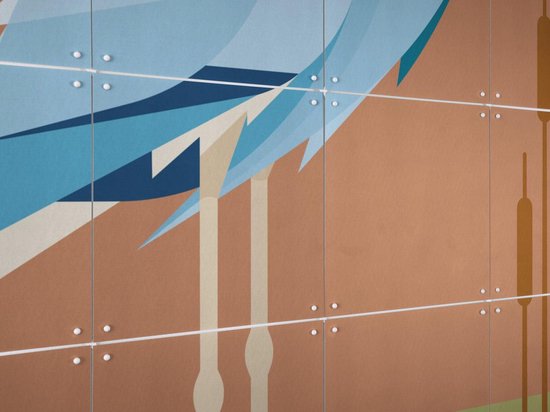 IXXI Héron bleu, Elke Uijtewaal - 80 x 100 cm - Système d'accrochage inclus - Grande décoration murale et affiche - Coloré, Illustrations, Design graphique