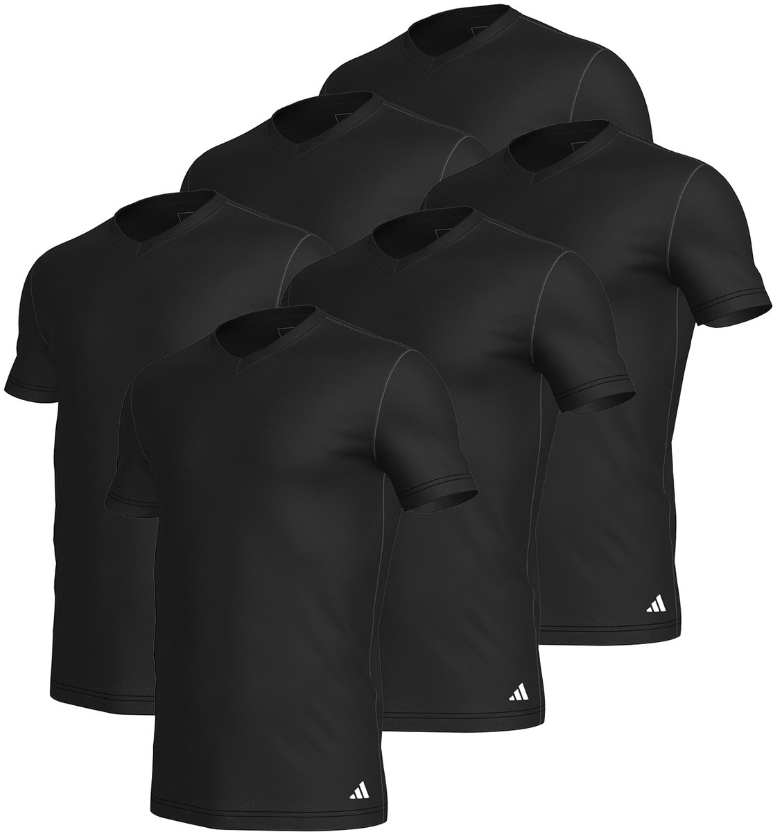 6-pack adidas V-Hals T-shirt Heren V-Hals Katoen Zwart