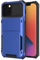 Hoesje geschikt voor iPhone 16e - Backcover - Pasjeshouder - Portemonnee - TPU - Marineblauw