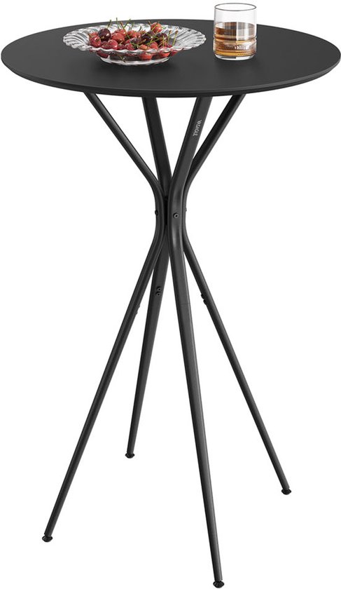 Bartafel – Met Metalen Frame – 60 x 60 x 105 cm – Inktzwart-Matzwart