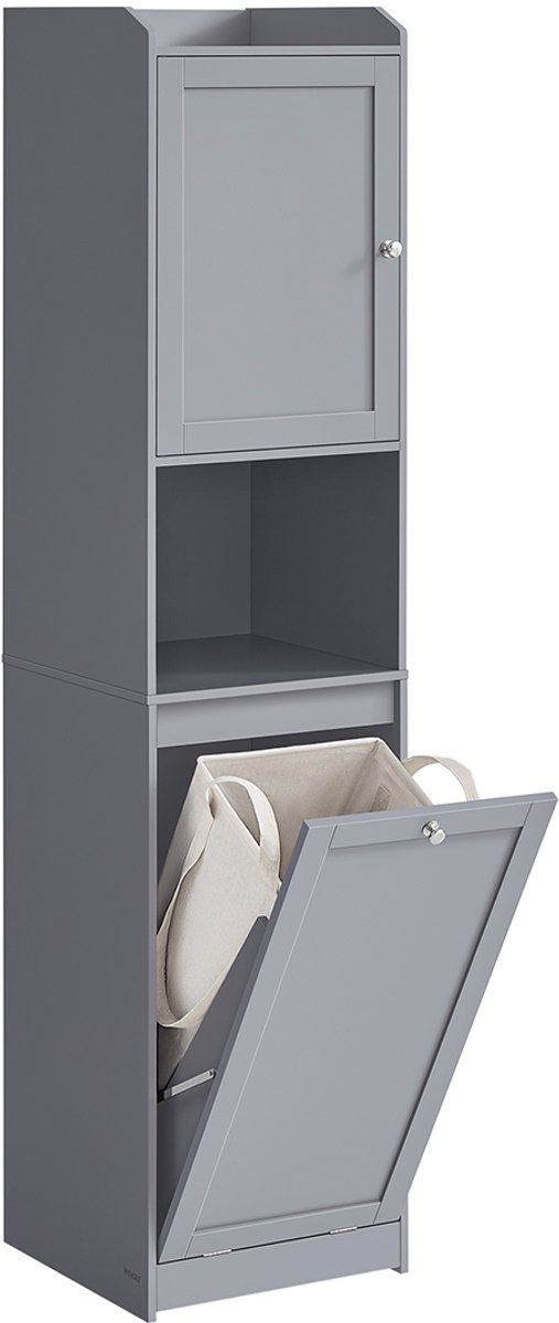Badkamerkast met Wasmand - Hout - Grijs– Slimme Oplossing