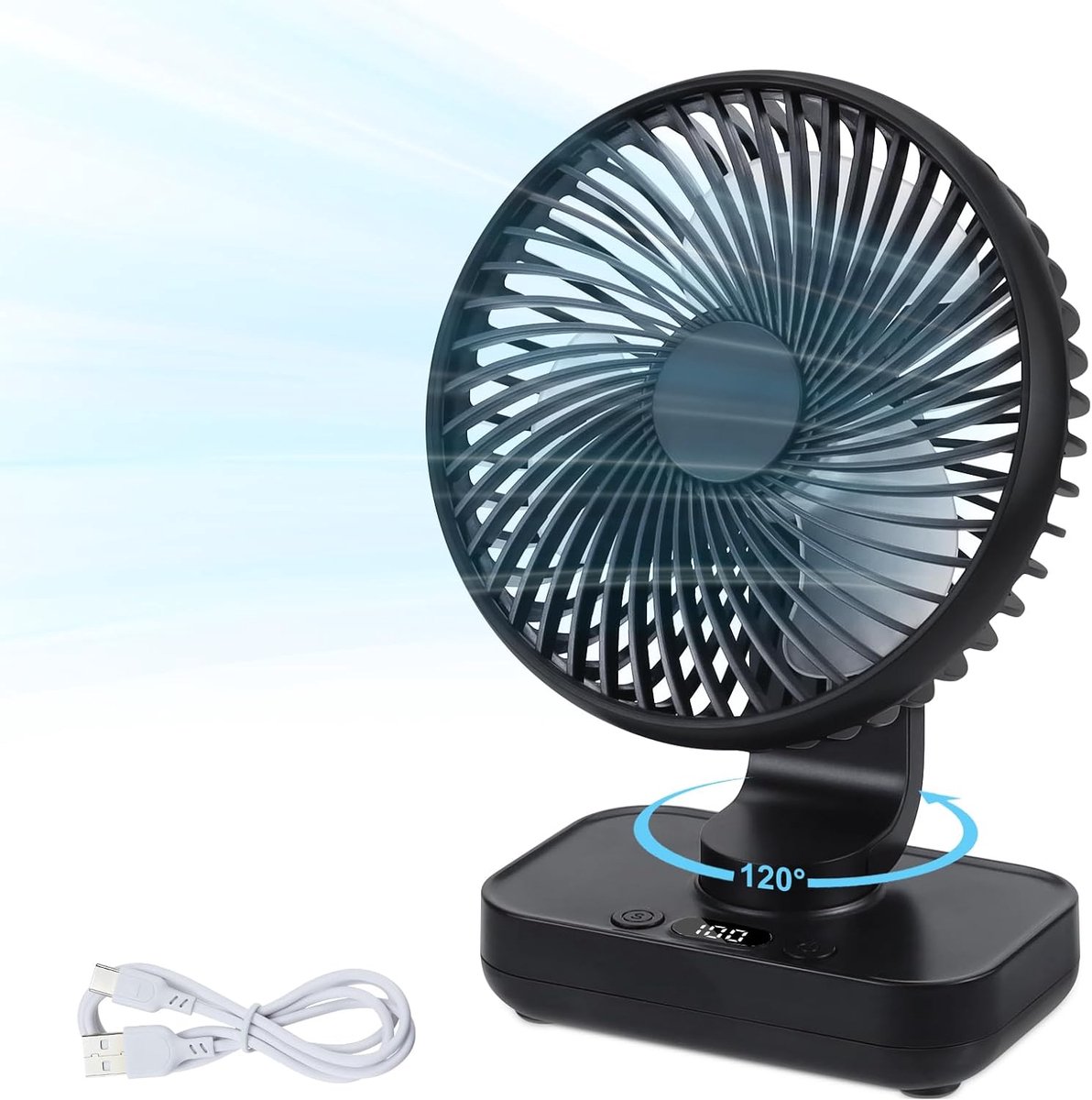 Draagbare USB-tafelventilator met oscillerende functie en stille werking - ideaal voor kantoor en thuis