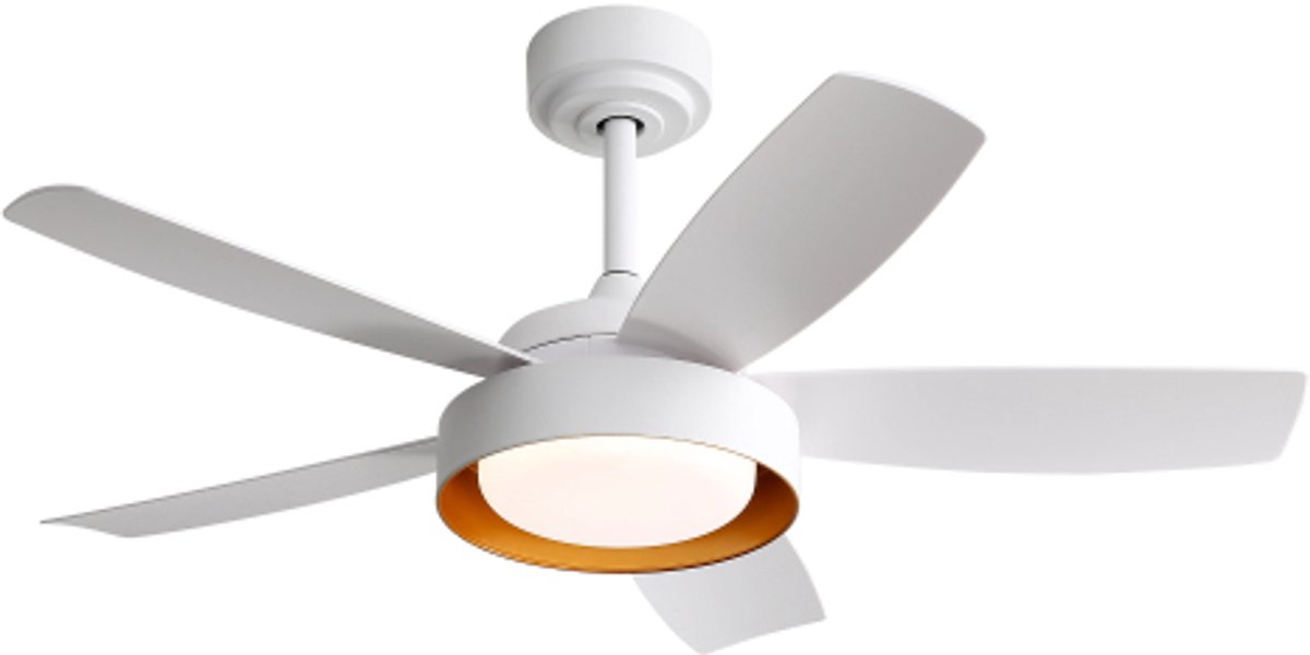 LeerLogic 42 inch plafondventilatoren met LED -licht 22W en afstandsbediening 6 Windsnelheid Omkeerbare DC -motor Wit voor slaapkamer