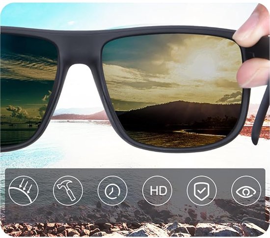HAUSS SPOLE Piloten Zonnebril Gepolariseerd Heren Dames - UV400 Bescherming Tegen Reflectie - Voor Autorijden Reizen Vakantie - Lichtgewicht Comfort Pasvorm - PC Materiaal - 2 Stuks - Zwart van HAUSS SPOLE — afbeelding 3