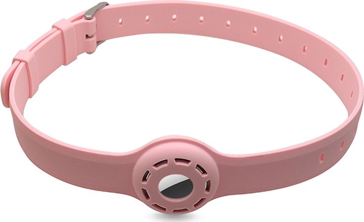 Mobigear Hoesje geschikt voor Apple AirTag Hoesje Flexibel Siliconen | Mobigear Halsband - 23.5 - 47.5 cm - Roze