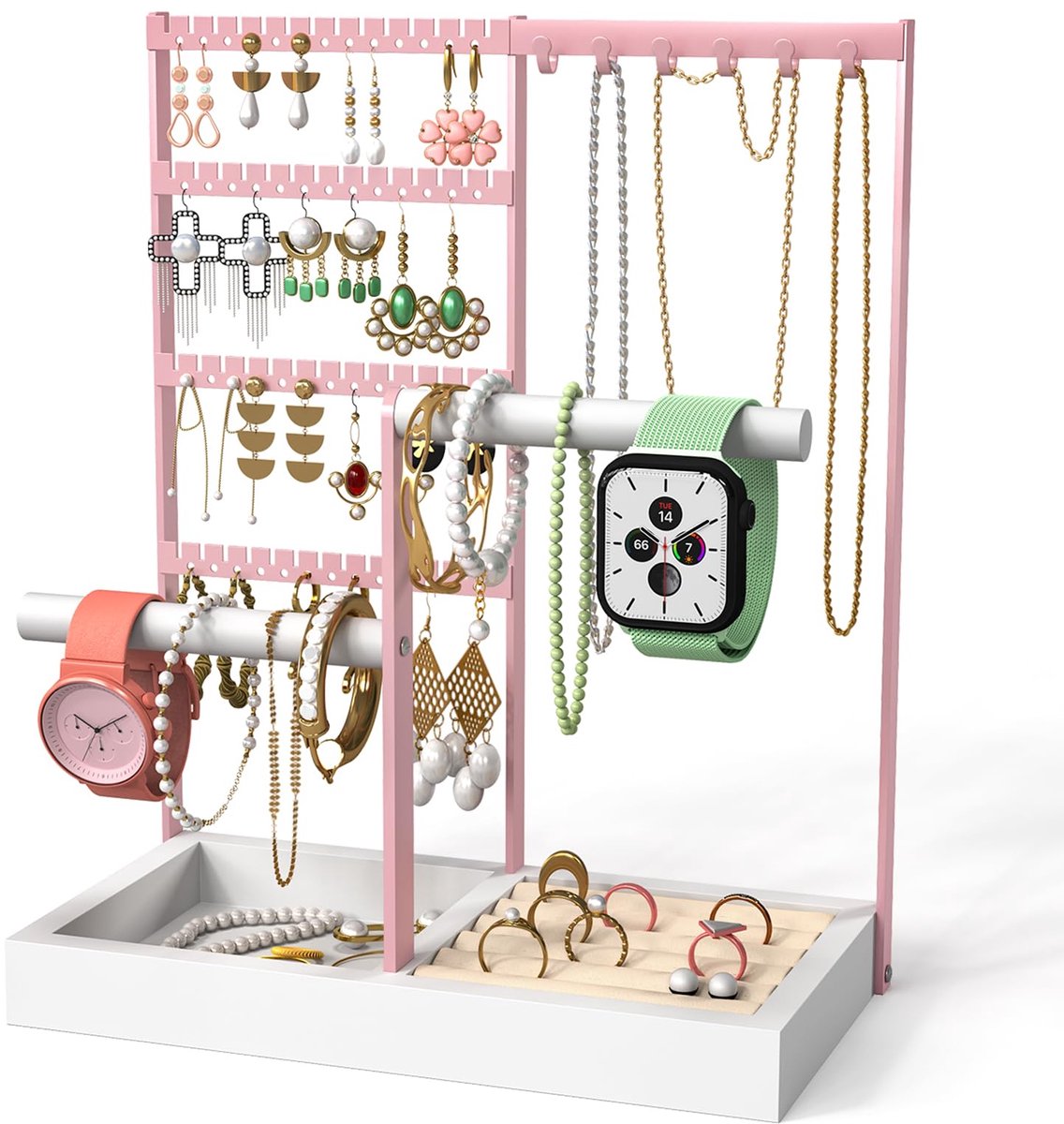Ibenzoa® Sieradenhouder met Meerdere Lagen voor Kettingen, Ringen, Armbanden en Oorbellen in Stijlvol Design