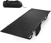 Ultralichte Campingbed – Opvouwbaar Slaapbed voor Volwassenen – Aluminium Frame- Opvouwbaar veldbed– 190 x 70 x 20 cm – Tot 140 kg – Slaapbed outdoor- Voor Camping, Backpacken, Hiking & Outdoor Gebruik – Met Zijvakken – Zwart