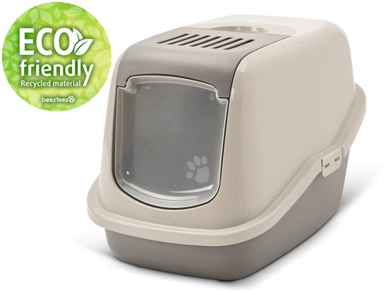 Savic Nid de Toilette Chat Happy Planet Moka&Grey - Litière pour Chat - 56X39X38.5 cm