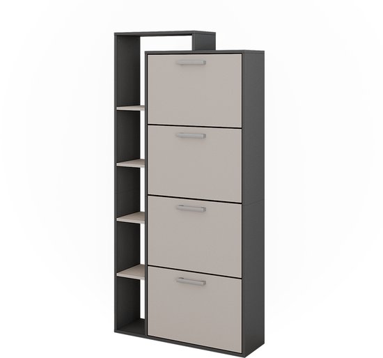 Étagère à chaussures Vicco Orlando, anthracite/gris, 80 x 166,1 cm avec 4 compartiments