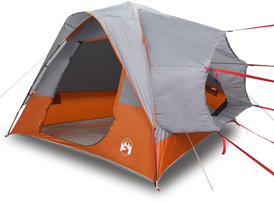 vidaXL - Autotent - 4-persoons - waterdicht - grijs - en - oranje