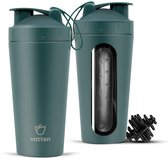 Vatten® Premium RVS Shakebeker - 700 ml - Donkergroen - Eiwitshaker - Proteïne Shaker - Smoothie Beker