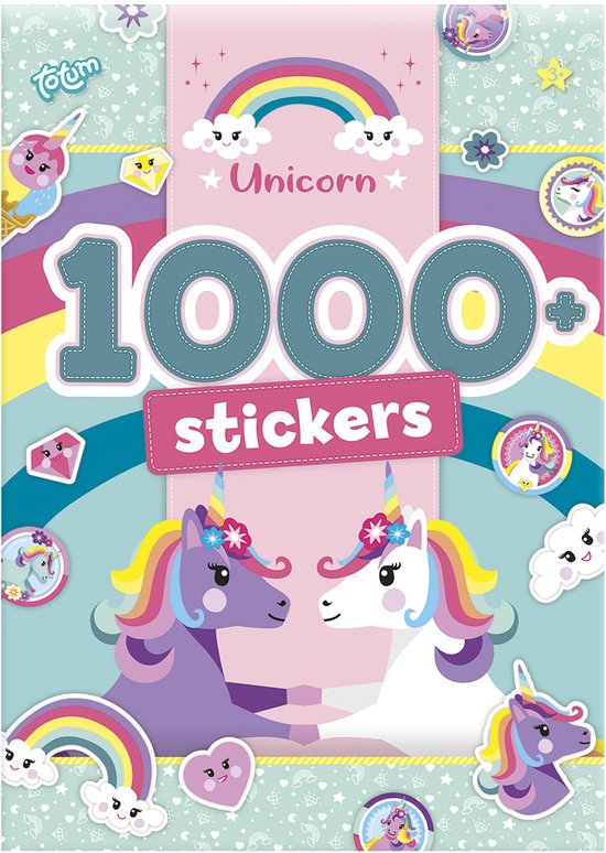 Totum Unicorn A4 sticker boek 1000 stickers - 20 pagina's met unicorn thema - speelgoed knutselen stickeren - vanaf 3 jaar