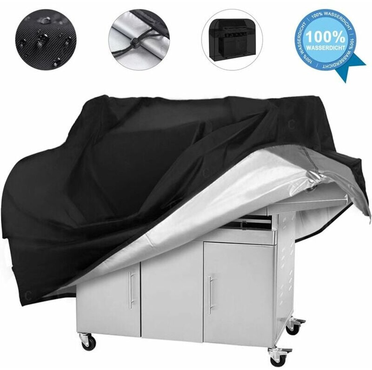 Barbecue Beschermhoes - Waterdicht BBQ Afdekzeil (145x61x117cm) - UV-bestendig - Met Opber
