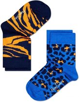 2-pack Happy Socks Kids Animal sokken, Blauw/Oranje - Maat 27-30