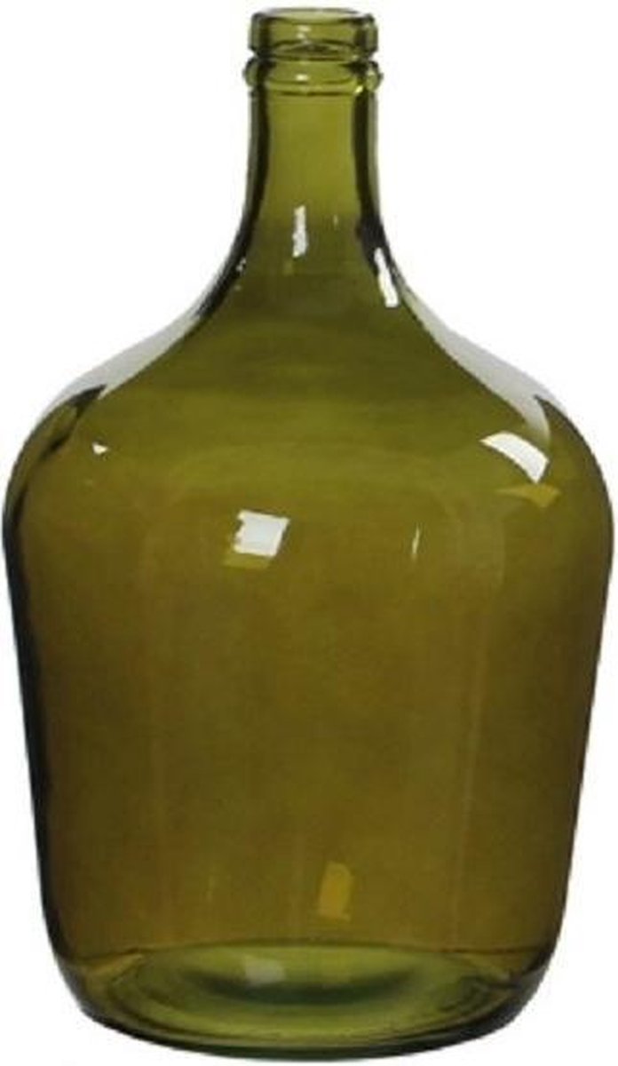 2x Fles / bloemenvaas groen glas 30 x 18 cm sierflessen