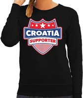 Croatia supporter schild sweater zwart voor dames - Kroatie landen sweater / kleding - EK / WK / Olympische spelen outfit L