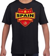 Spanje / Spain schild supporter  t-shirt zwart voor kinderen XS (110-116)