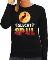 Funny emoticon sweater Slecht SPUL zwart dames XS