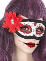 ATOSA - Dia de los Muertos masker met rode bloem voor volwassenen - Maskers > Masquerade masker