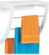 Relaxdays handdoekenrek wand - handdoekhouder, handdoekrek badkamer - met plank - hout
