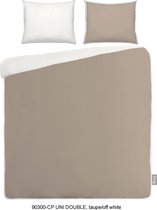 Dekbedovertrek Uni Percale Katoen - Taupe/Off-white Maat:140x220cm