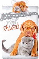 Dekbedovertrek Best Friends - Shar Pei & Britse Korthaar - 140x200cm + 1 Kussensloop