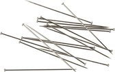 800 stuks zilverkleurige kopspelden - L 32 x D 0,5 mm - 50 gram - Hobby/naai materiaal