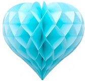 5 x Licht blauwe Honeycomb hart 35 cm