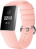 Siliconen Smartwatch bandje - Geschikt voor  Fitbit Charge 4 silicone band - lichtroze - Maat: L - Horlogeband / Polsband / Armband