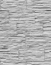 Steen behang EDEM 1003-32 glasvezel look steenoptiek structuur vinylbehang met reliëfstructuur grijs wit