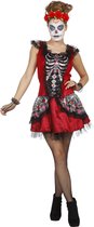 Wilbers - Spaans & Mexicaans Kostuum - Chique Ribben Day Of The Dead - Vrouw - rood - Maat 44 - Halloween - Verkleedkleding