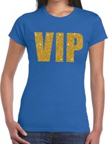 VIP glitter goud tekst t-shirt blauw dames - dames shirt VIP M