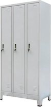 Lockerkast met 3 vakken staal 90x45x180 cm grijs