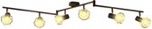 Lamp in industriële stijl met 6 LED spotjes, zwart
