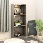 Boekenkast 3 schappen 40x24x108 cm spaanplaat hoogglans grijs