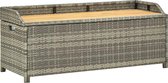 Tuinopbergbank 120 cm poly rattan grijs