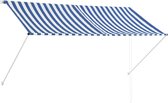 Zonwering uitschuifbaar - Staal en 100% polyester - Blauw en wit - 250x150 cm