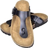 Slipper met zool van kurk maat 37 (zwart) (unisex) (incl. Pluizenroller)