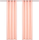 Gordijnen met metalen ringen 2 st 140x225 cm katoen roze